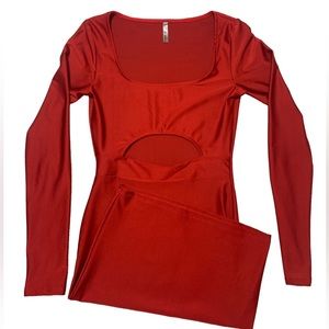 Tight Red Long Sleeve Dress with mid cut size small
